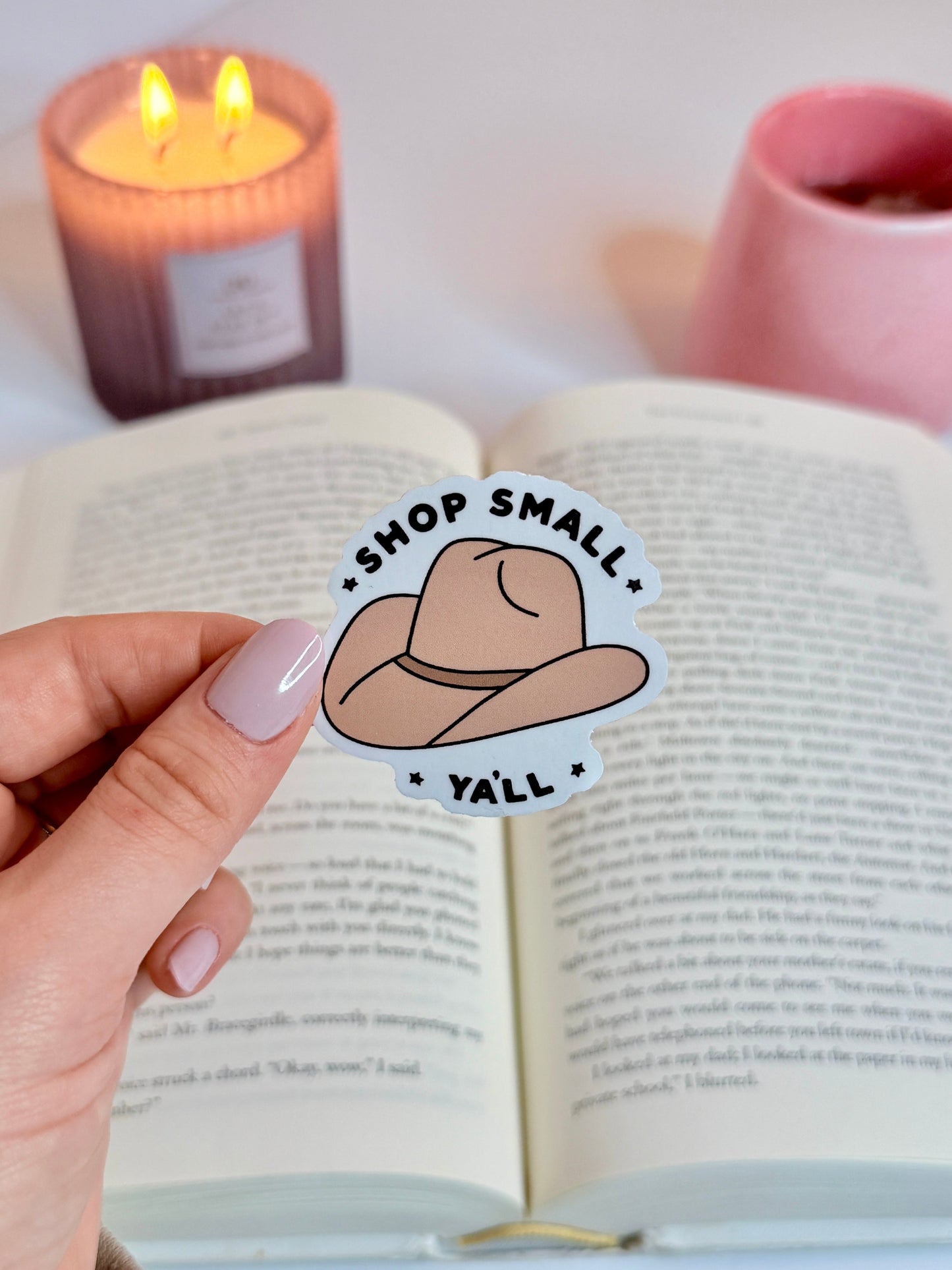 Shop Small Y'all Cowboy Hat Sticker