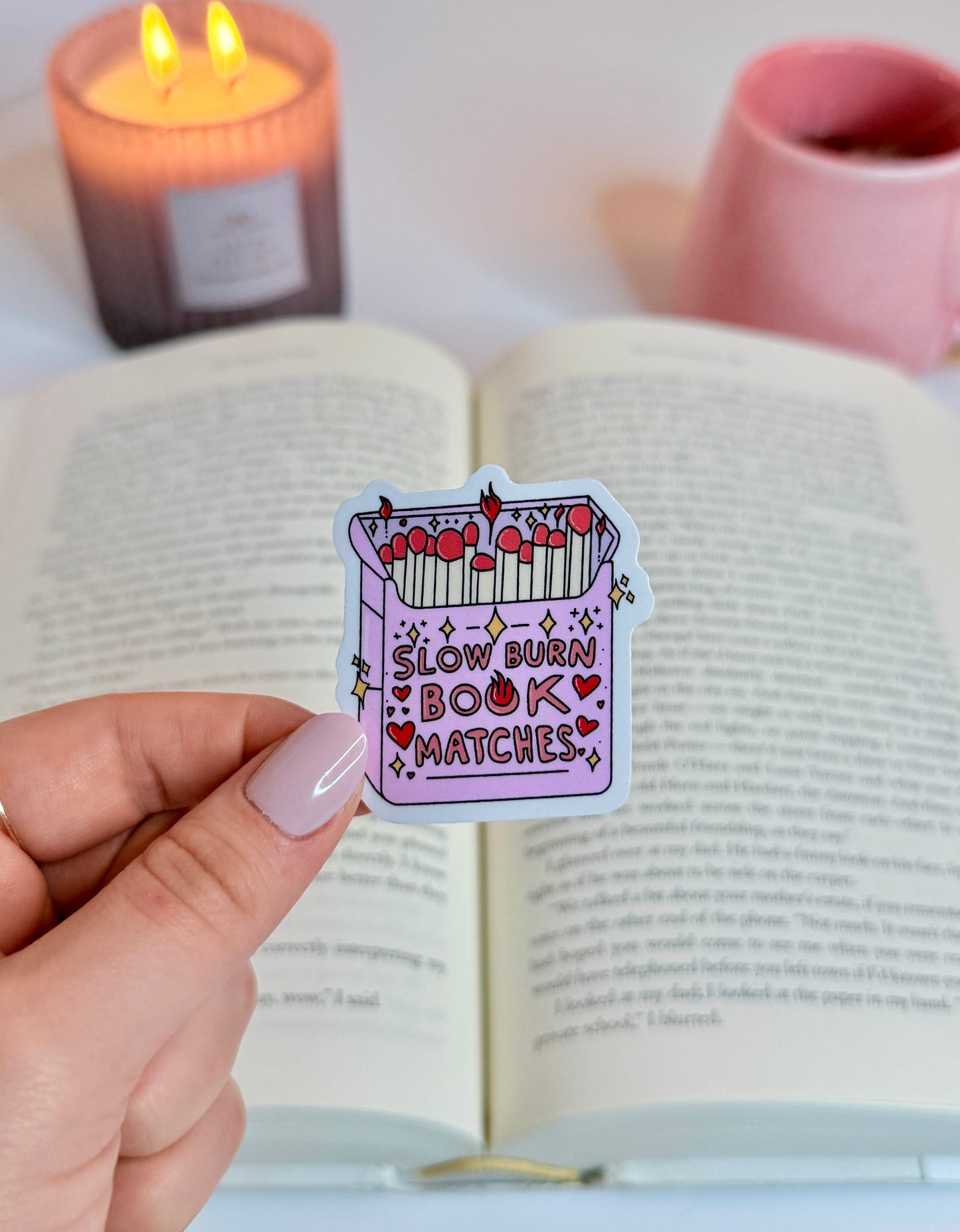 Slow Burn Romance Book Matches Sticker