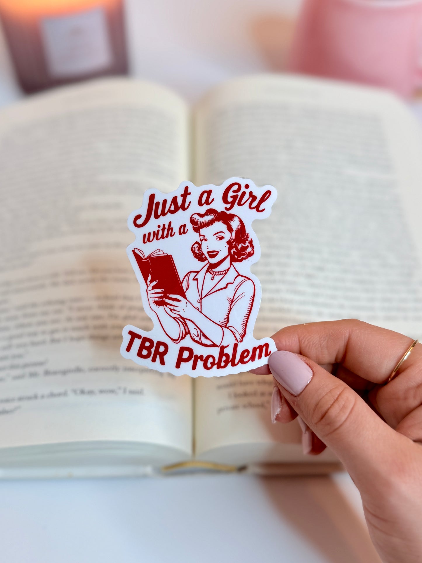Just a Girl with a TBR Problem Retro Sticker