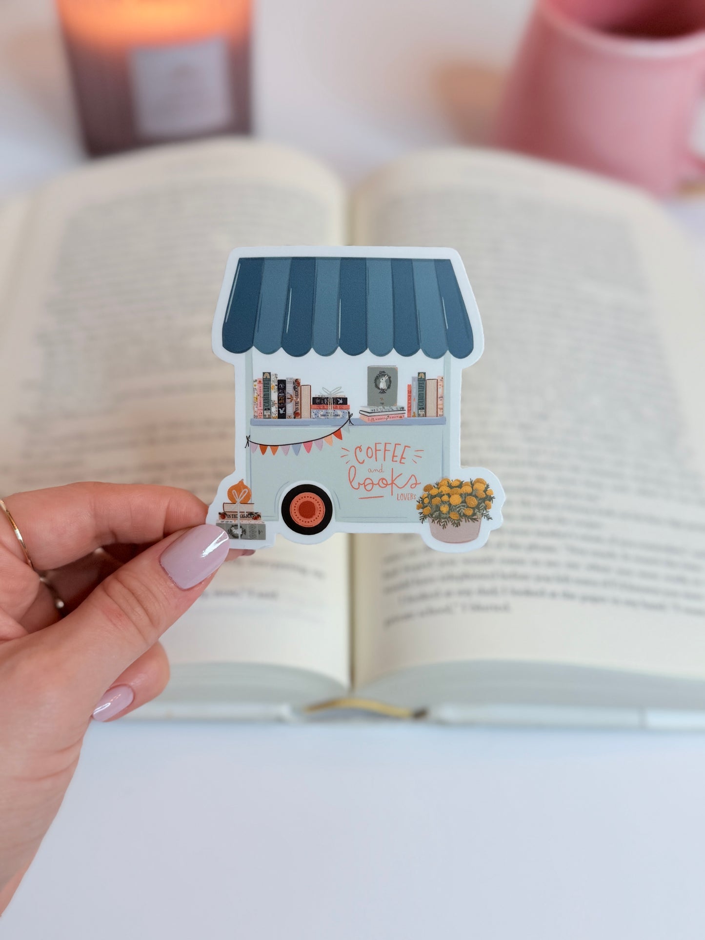 Coffee and Books Cart Sticker