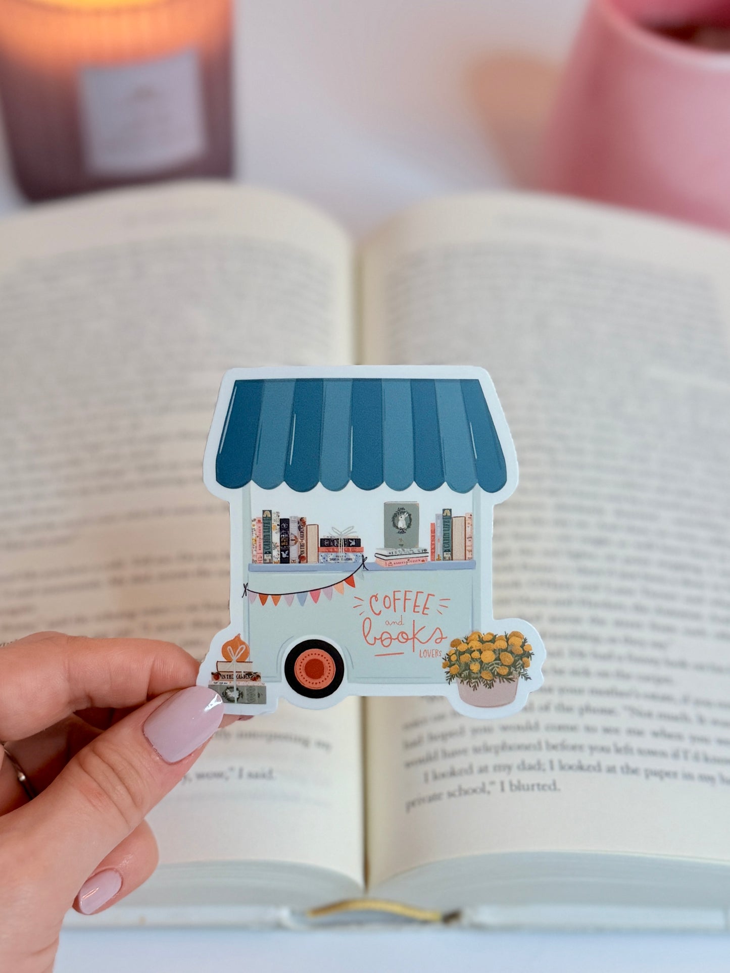 Coffee and Books Cart Sticker
