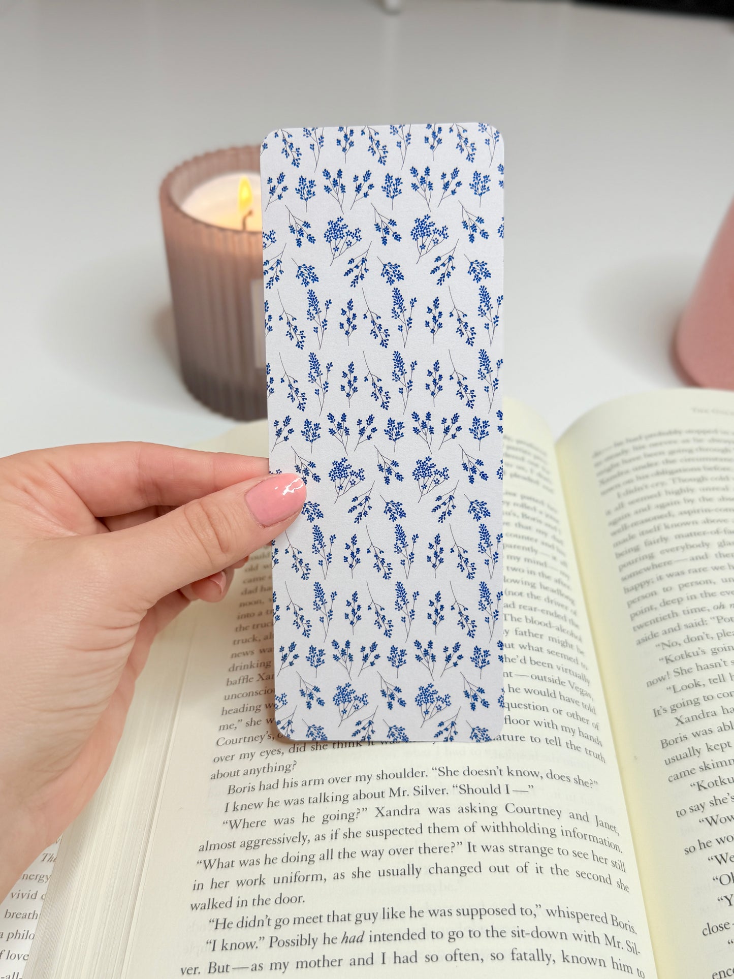 Delicate Blue Floral Bookmark