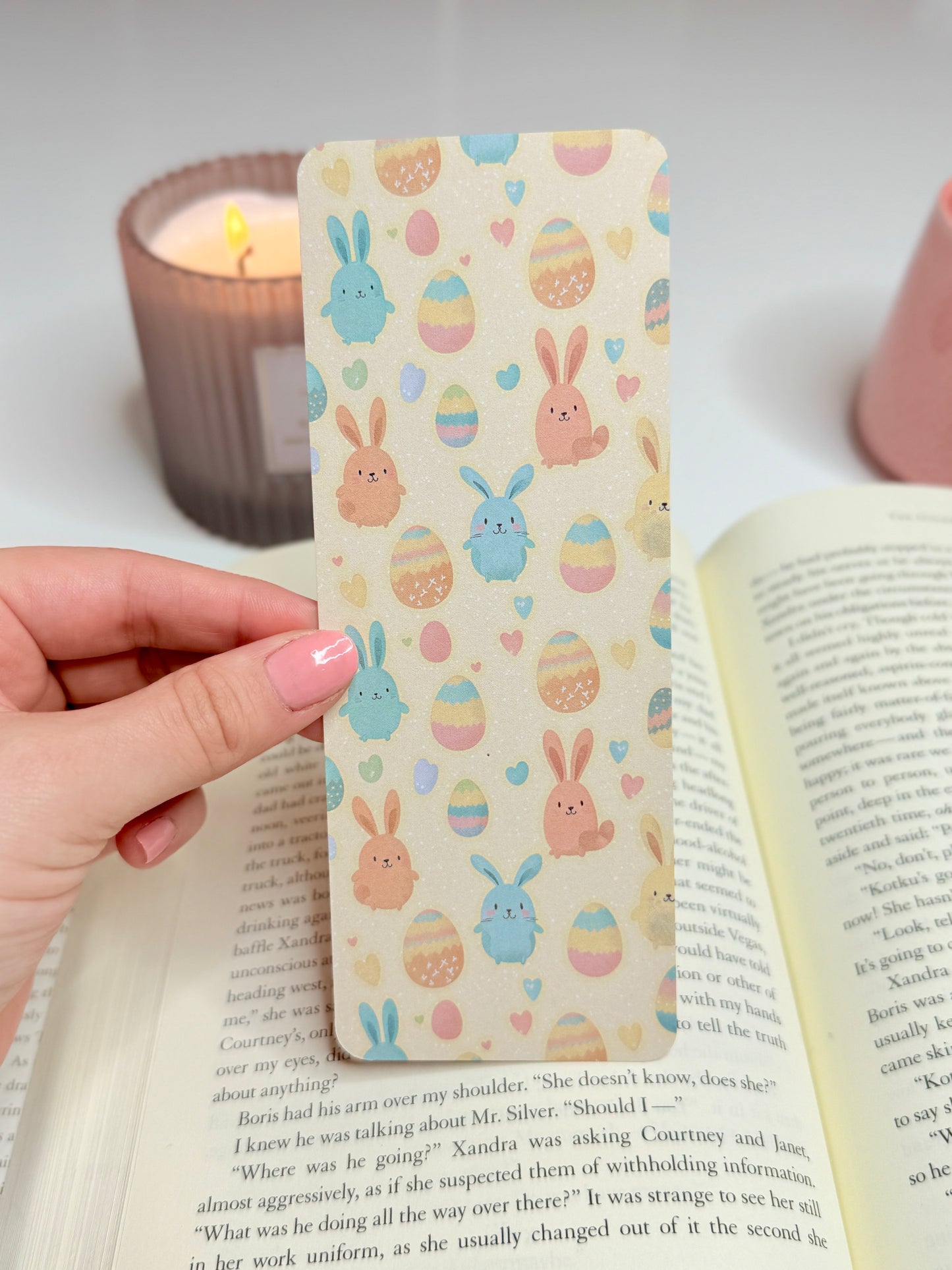 Blue and Pink Bunnies Bookmark
