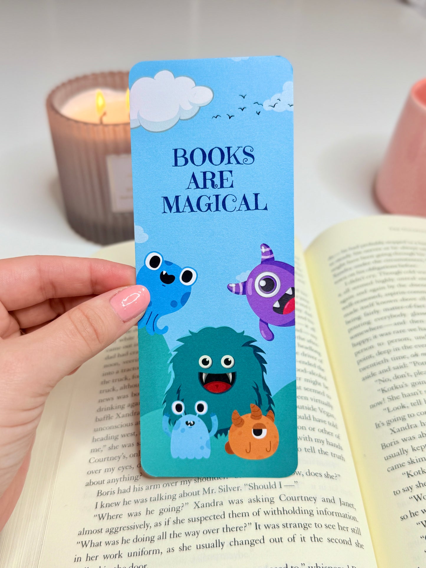 Books are Magical Cute Little Monsters Bookmark