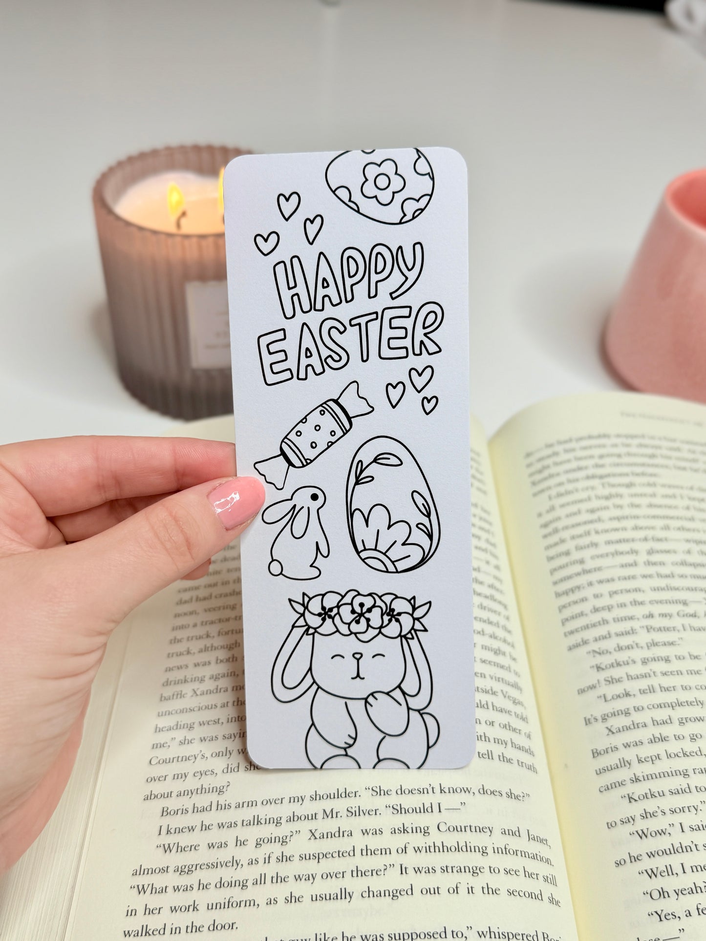 Happy Easter Coloring Bookmark