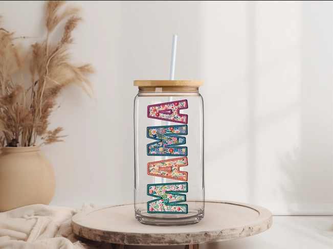Mama Embroidery Iced Coffee Cup