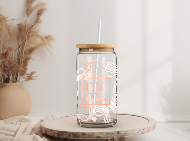 Mama Pink Bows Iced Coffee Cup