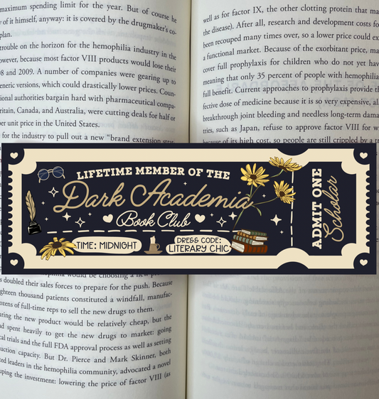 Lifetime Membership to the Dark Academia Book Club Bookmark