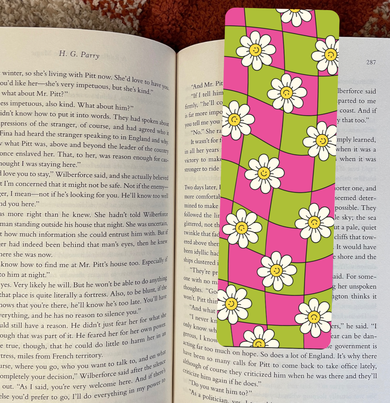 Pink and Green Daisy Bookmark