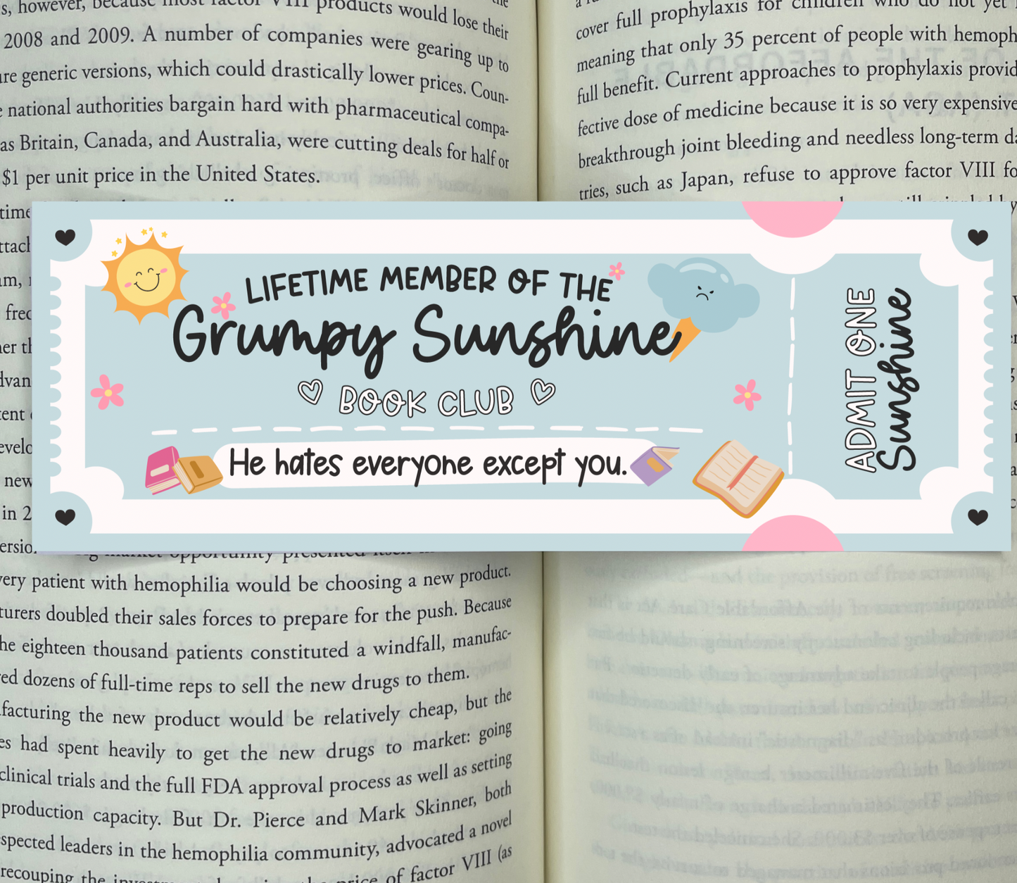 Lifetime Membership to the Grumpy Sunshine Book Club Bookmark