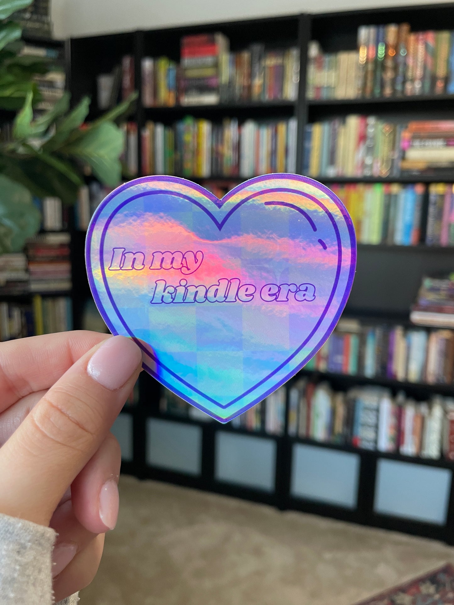 Holographic In My Kindle Era Heart Premium Sticker