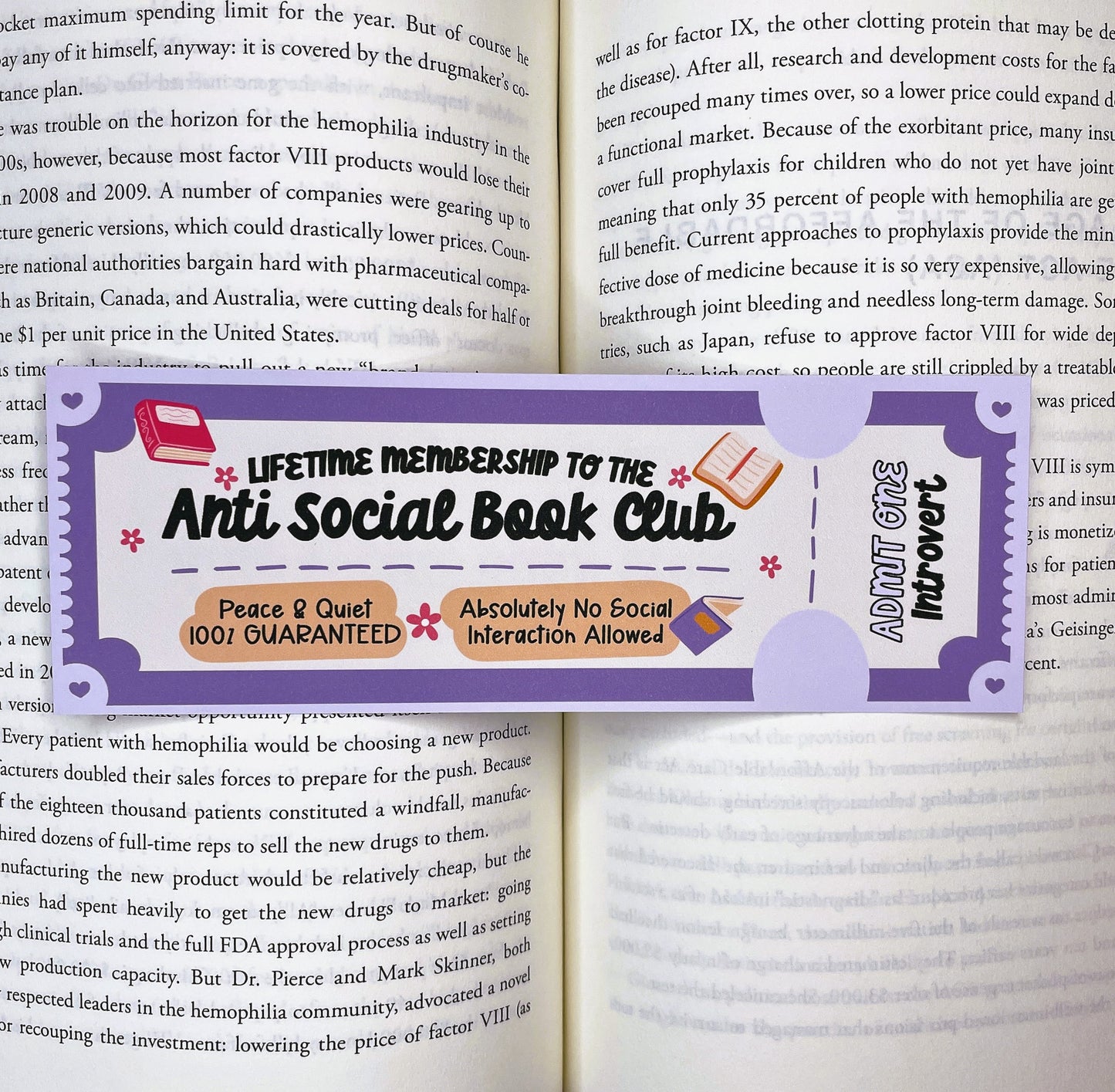 Lifetime Membership to the Anti Social Book Club Bookmark