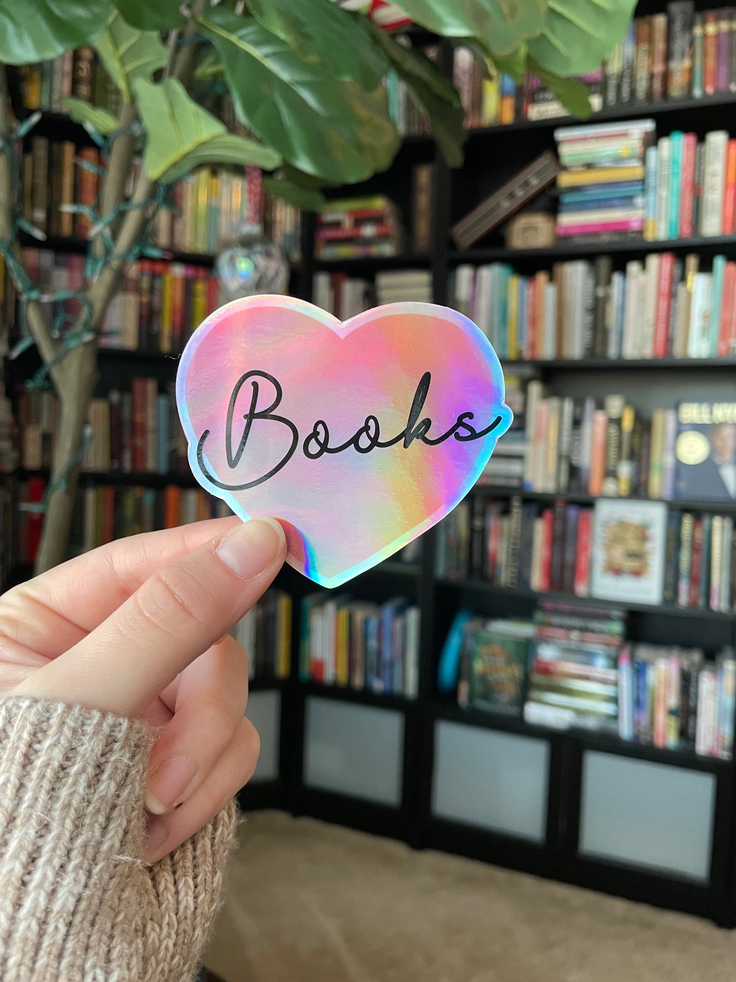 Holographic Books Heart Premium Sticker